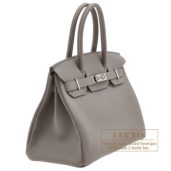 Hermes Birkin bag 30 Etain Togo leather Silver hardware