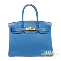 Hermes　Birkin bag 30　Mykonos　Clemence leather　Gold hardware