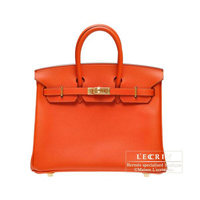 Hermes　Birkin bag 25　Feu　Epsom leather　Gold hardware