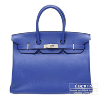 Hermes　Birkin bag 35　Blue electric　Clemence leather　Silver hardware