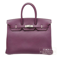 Hermes　Birkin bag 35　Cassis　Fjord leather　Silver hardware