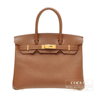 Hermes　Birkin bag 30　Marron d'Inde　Fjord leather　Gold hardware