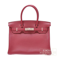 Hermes　Birkin bag 30　Ruby　Clemence leather　Silver hardware