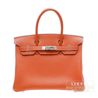 Hermes　Birkin Eclat bag 30　Sanguine/White　Clemence leather　Silver hardware