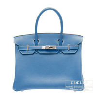 Hermes　Birkin Eclat bag 30　Mykonos/White　Clemence leather　Silver hardware