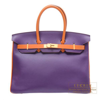 Hermes　Personal Birkin bag 35　Ultraviolet/Orange　Swift leather　Matt gold hardware