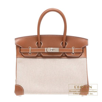 Hermes　Birkin bag 30　Fauve　Toile H/Barenia　Silver hardware