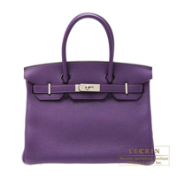 Hermes　Birkin bag 30　Ultraviolet　Clemence leather　Silver hardware