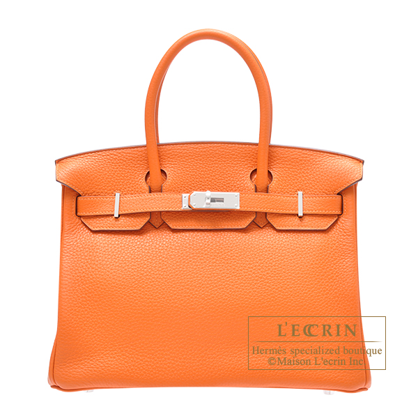 Hermes　Birkin bag 30　Orange　Clemence leather　Silver hardware