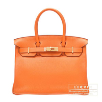 Hermes　Birkin bag 30　Orange　Clemence leather　Gold hardware