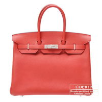 Hermes　Birkin bag 35　Geranium　Togo leather　Silver hardware