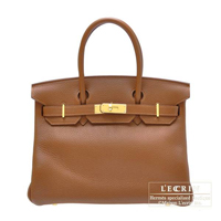 Hermes　Birkin bag 30　Marron d'Inde　Clemence leather　Gold hardware