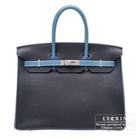 Hermes　Personal Birkin bag 35　Blue de malte/Blue jean　Togo leather　Silver hardware