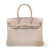 Hermes　Birkin bag 30　Argile　Grizzly leather/Swift leather　Champagne gold hardware