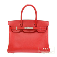 Hermes　Birkin bag 30　Rouge casaque　Epsom leather　Silver hardware