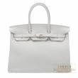 Hermes　Birkin bag 35　Pearl grey　Clemence leather　Silver hardware