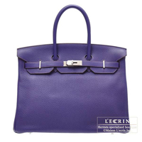 Hermes　Birkin bag 35　Iris　Clemence leather　Silver hardware