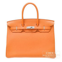 Hermes　Birkin bag 35　Orange　Clemence leather　Silver hardware