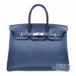 Hermes　Birkin bag 35　Blue de malte　Togo leather　Silver hardware