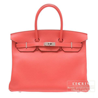 Hermes　Birkin bag 35　Rose jaipur　Clemence leather　Silver hardware