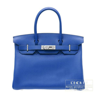 Hermes　Birkin bag 30　Blue electric　Togo leather　Silver hardware