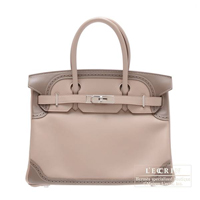 Hermes　Birkin Ghillies bag 30　Argile/Etoupe grey　Swift leather　Silver hardware