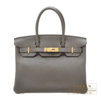 Hermes　Birkin bag 30　Etain　Clemence leather　Gold hardware