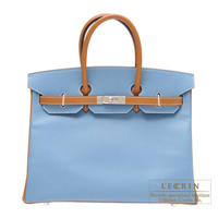 Hermes　Personal Birkin bag 35　Gold/Blue jean　Epsom leather　Silver hardware