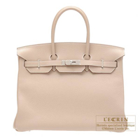 Hermes　Birkin bag 35　Argile　Clemence leather　Silver hardware