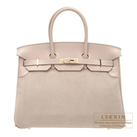Hermes　Birkin bag 35　Argile　Grizzly leather/Swift leather　Champagne gold hardware