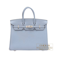 Hermes　Birkin bag 25　Blue lin　Togo leather　Silver hardware