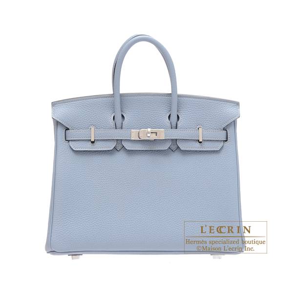 Hermes Birkin bag 25 Blue lin Togo leather Silver hardware L