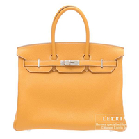 Hermes　Birkin bag 35　Moutarde　Clemence leather　Silver hardware