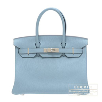 Hermes　Birkin bag 30　Ciel　Fjord leather　Silver hardware