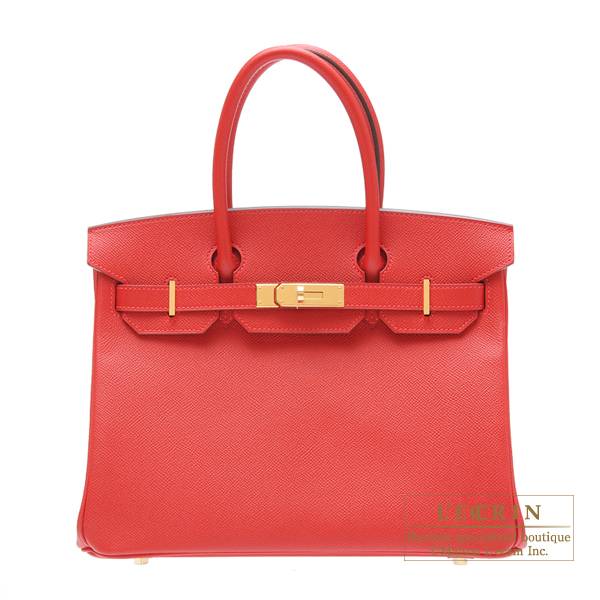 Hermes Birkin bag 30 Rouge casaque Epsom leather Gold hardware