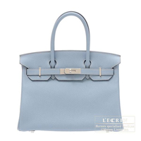 Hermes　Birkin bag 30　Blue lin　Clemence leather　Silver hardware