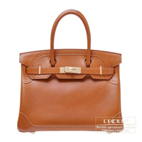 Hermes　Birkin Ghillies bag 30　Fauve　Tadelakt leather　Champagne gold hardware