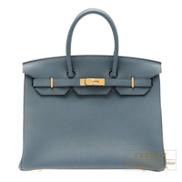 Hermes　Birkin bag 35　Blue orage　Togo leather　Gold hardware