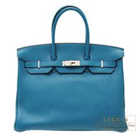 Hermes　Birkin bag 35　Blue izmir　Clemence leather　Silver hardware