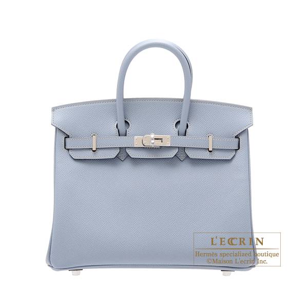 Hermes Birkin 25cm Handbag In Blue Lin Clemence Leather QY01718