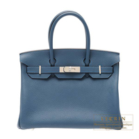 Hermes　Birkin bag 30　Blue tempete　Fjord leather　Silver hardware