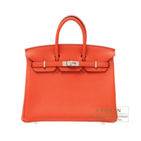 Hermes　Birkin bag 25　Capucine　Togo leather　Silver hardware