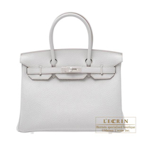 Hermes　Birkin bag 30　Pearl grey　Fjord leather　Silver hardware