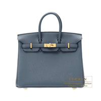 Hermes　Birkin bag 25　Blue orage　Togo leather　Gold hardware