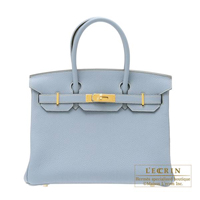 Hermes　Birkin bag 30　Blue lin　Togo leather　Gold hardware