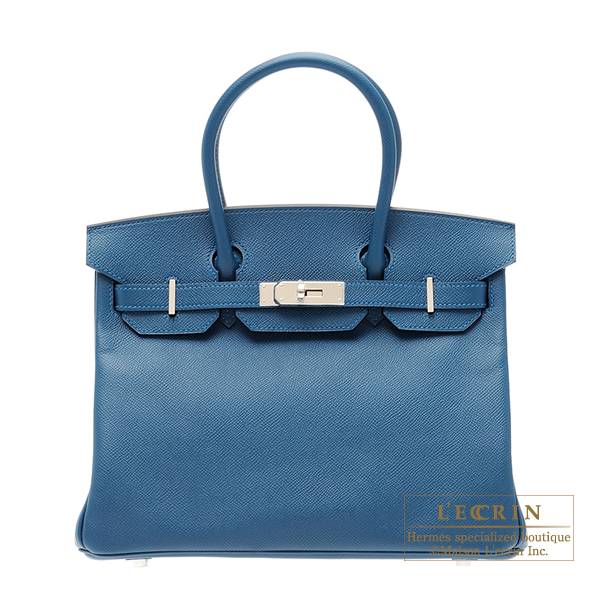 Hermes Birkin bag 30 Blue thalassa Epsom leather Silver hardware