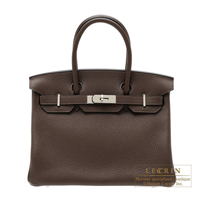 Hermes　Birkin bag 30　Cacao　Clemence leather　Silver hardware