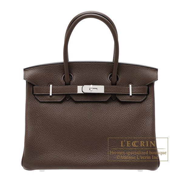 Hermes　Birkin bag 30　Cacao　Clemence leather　Silver hardware