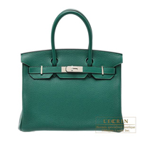 Hermes　Birkin bag 30　Malachite　Clemence leather　Silver hardware