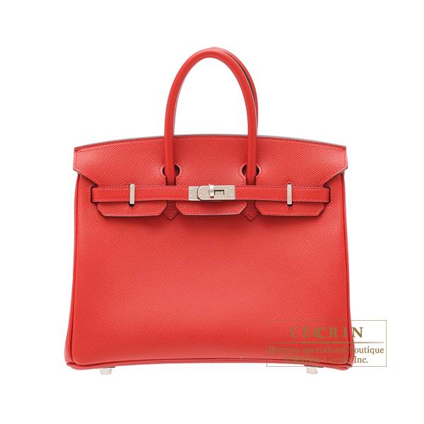 Hermes Birkin bag 25 Rouge casaque Epsom leather Silver hardware